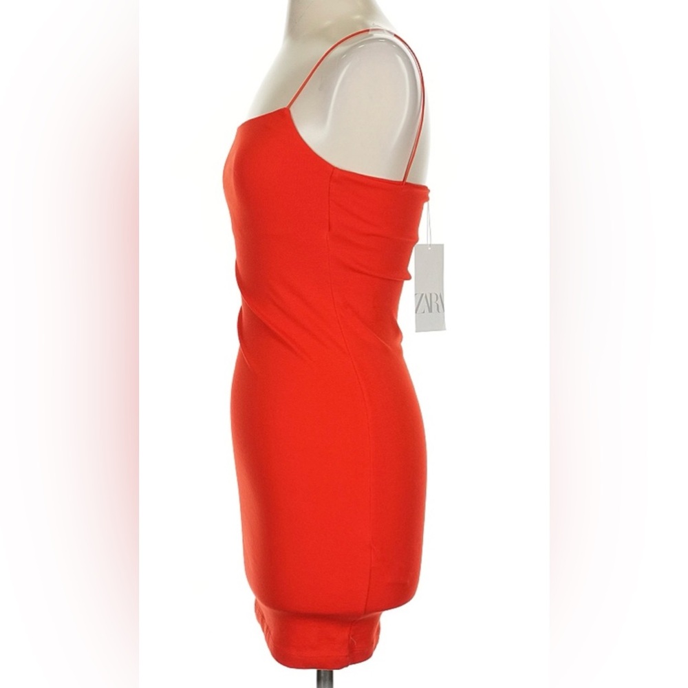 SOLD Zara Red Orange Mini Bodycon Silhouette Cocktail Dress Sz S NEW - Picture 5 of 7